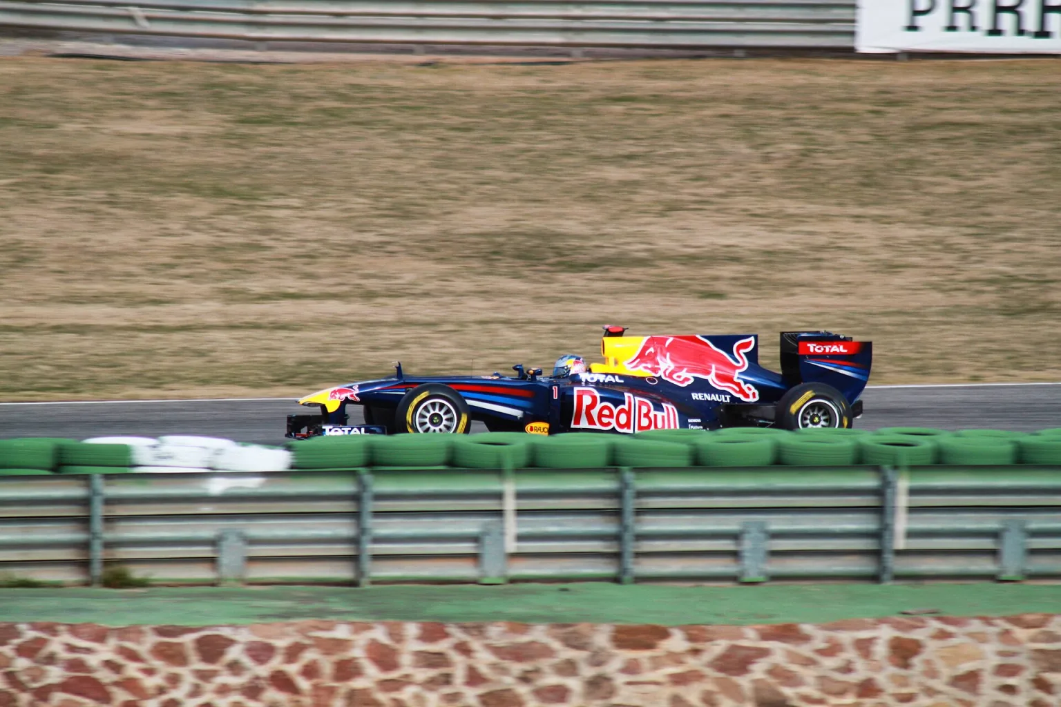 Sebastian Vettel driving the Red Bull Racing RB7 during 2011 testing.