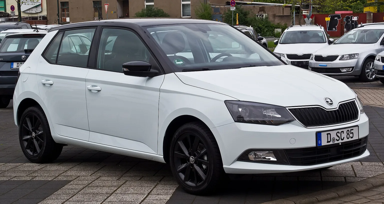 Front view of a 2015 Škoda Fabia III in Düsseldorf.
