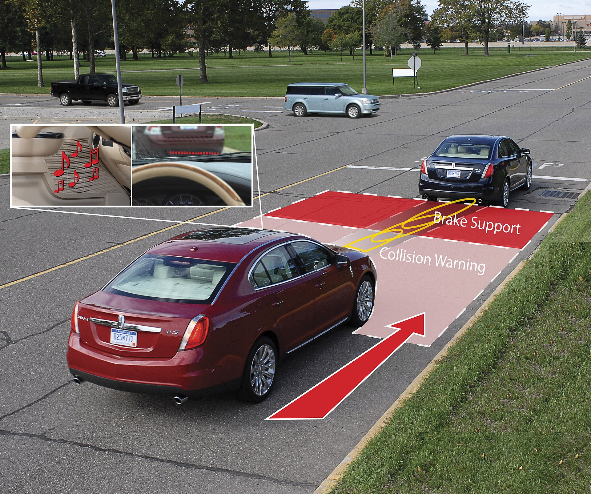 Collision Warning Brake Support system in a modern vehicle