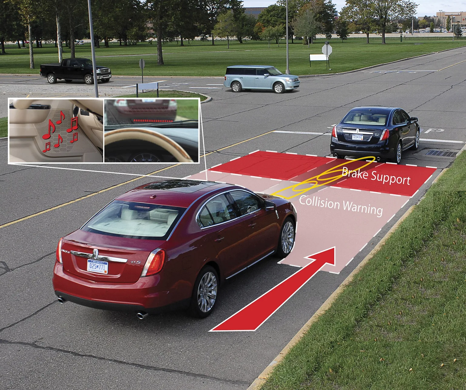 Collision Warning Brake Support system in a modern vehicle