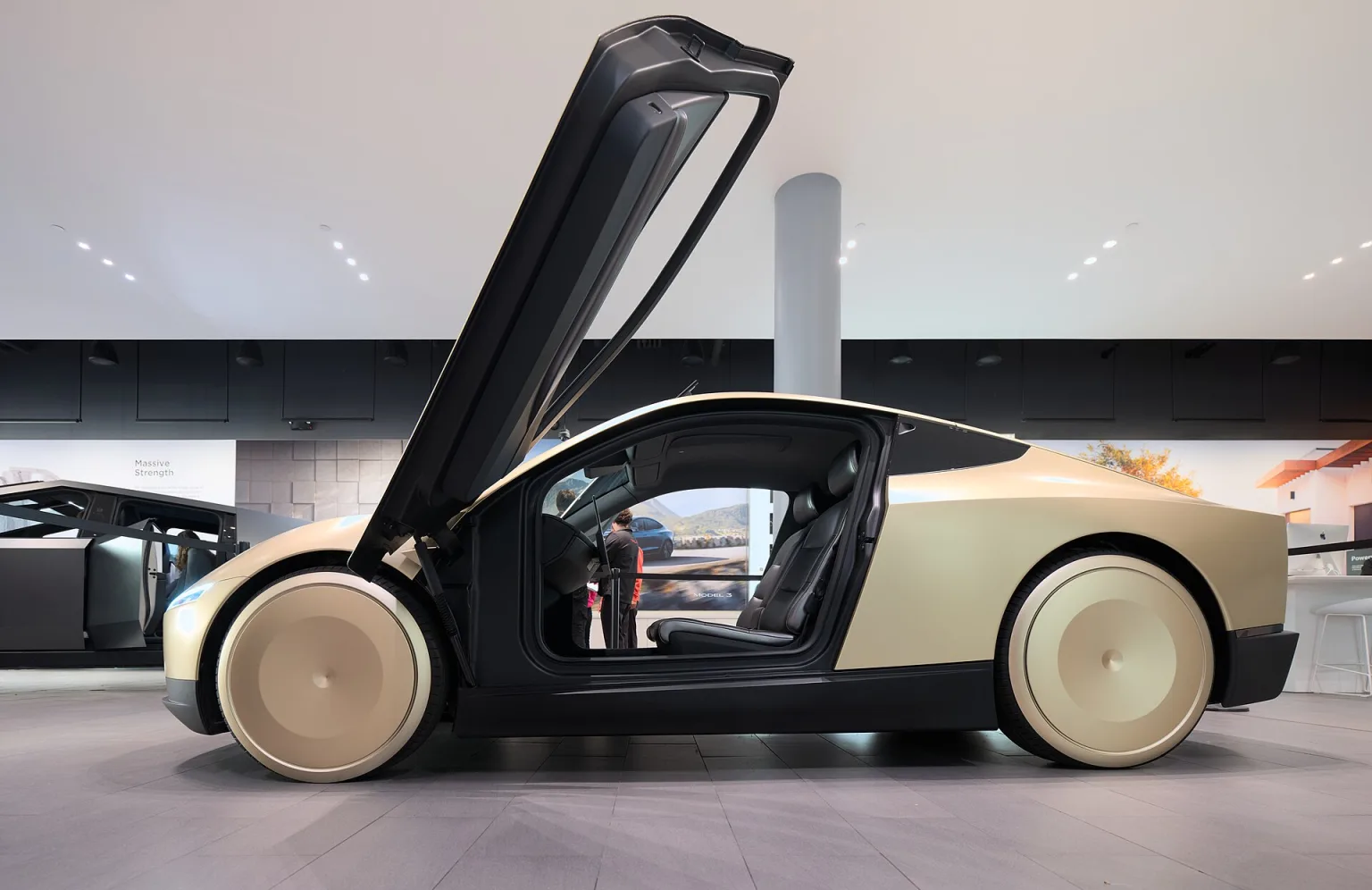 Tesla Cybercab at Santana Row, side view, 2024