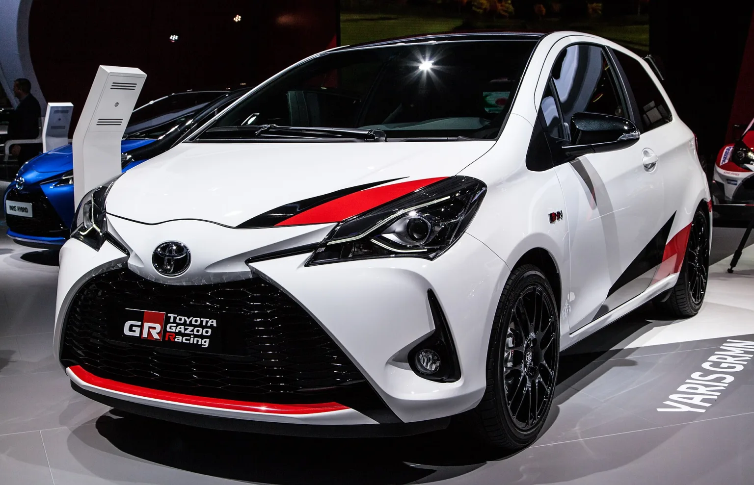 Toyota Yaris GRMN at a motor show, front view