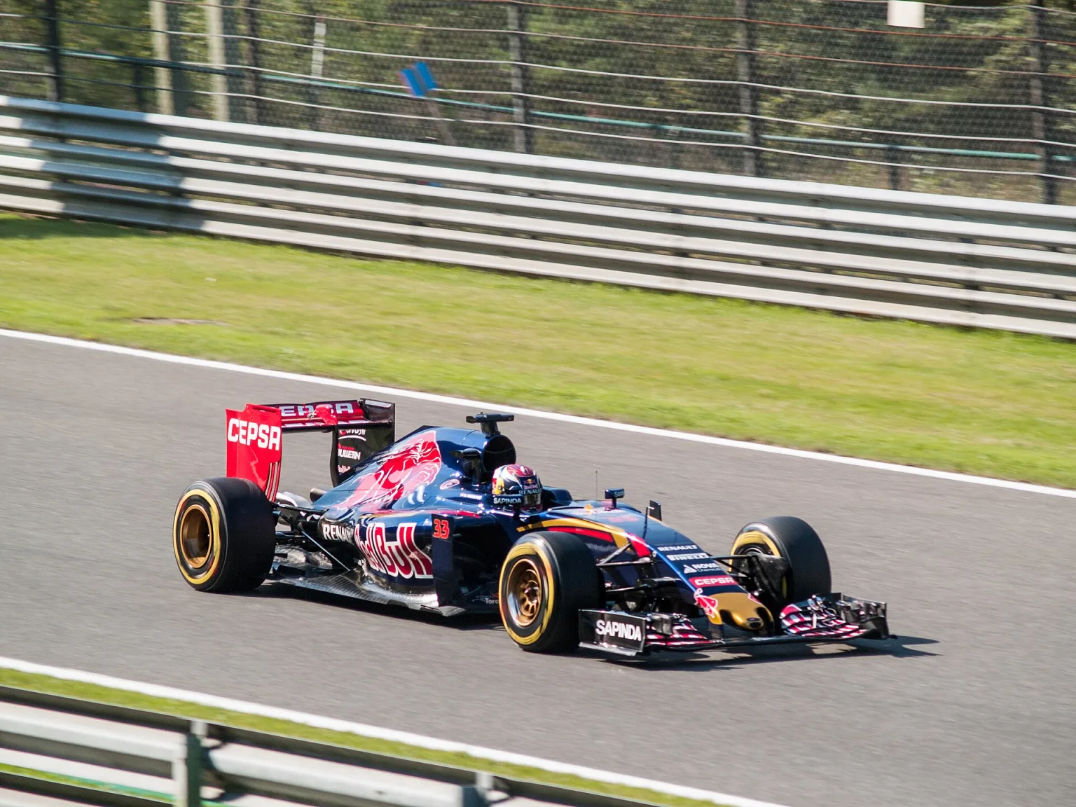 Max Verstappen at the 2015 Belgian Grand Prix with Toro Rosso.
