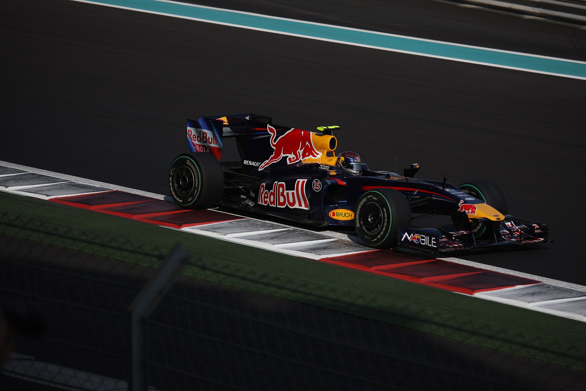Sebastian Vettel driving the Red Bull RB5 in 2009.