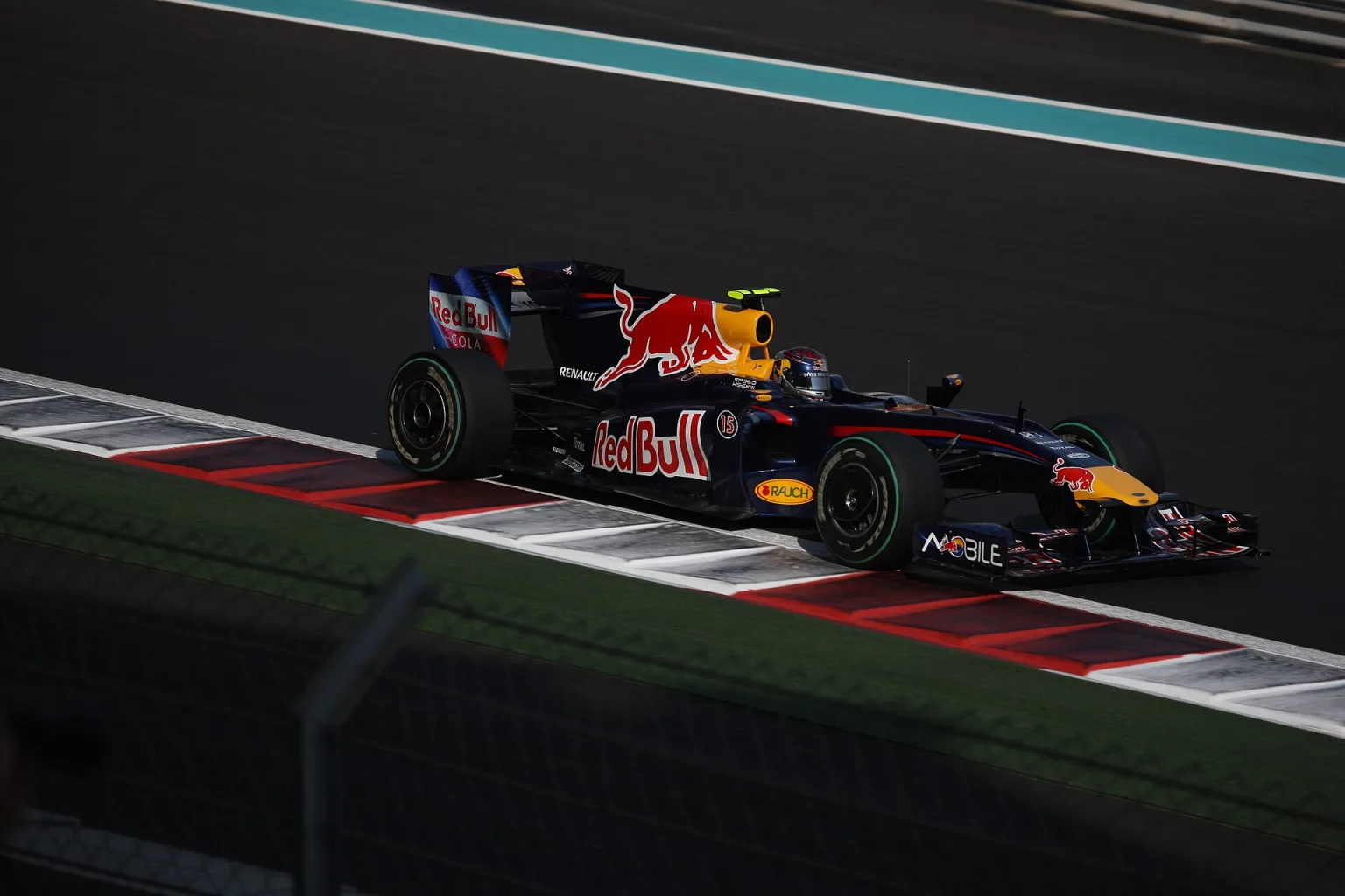 Sebastian Vettel driving the Red Bull RB5 in 2009.