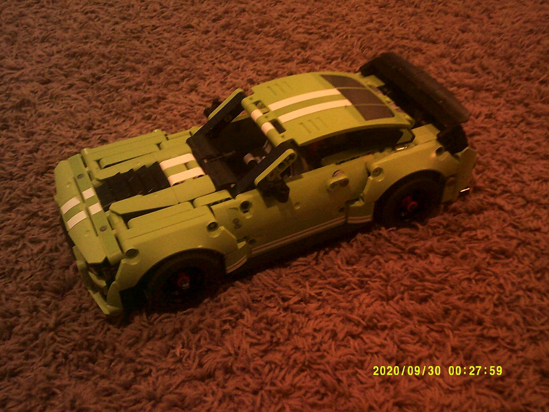 A Lego model of a Ford Mustang.