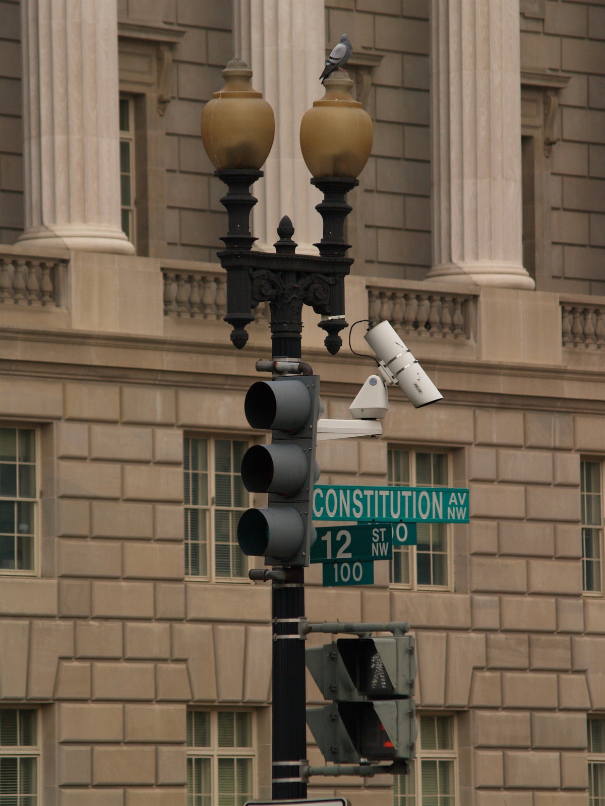 Surveillance camera at Constitution Ave & 12th St NW, Washington, DC