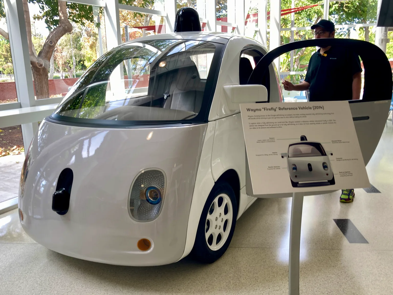 Waymo Firefly reference vehicle on display in Mountain View