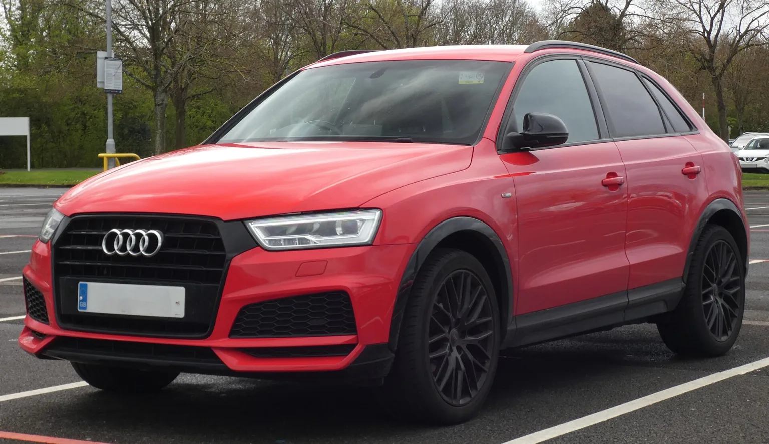 2018 Audi Q3 S Line Black Edition TFSI in Misano Red, front view
