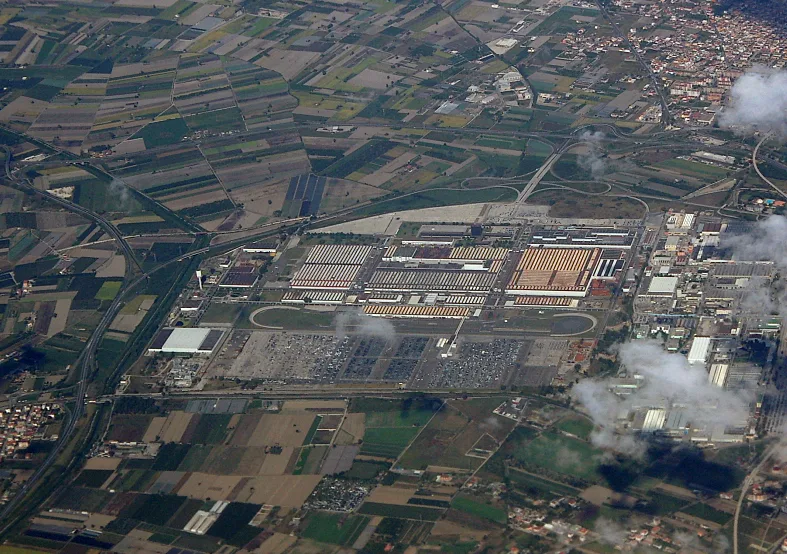 Aerial view of the Pomigliano d'Arco car plant