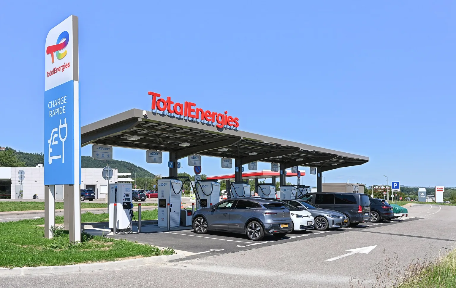 Electric vehicle charging station at Aire de Saverne Eckartswiller, France