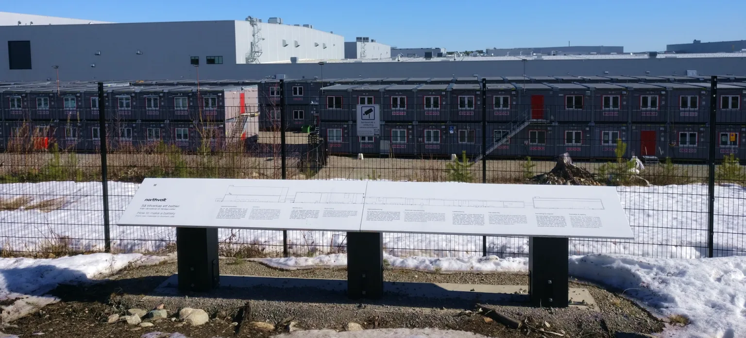 Northvolt Ett battery gigafactory information board