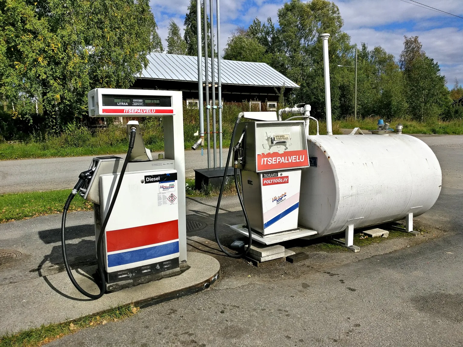Modern diesel fuel pump at a filling station